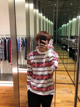 「HYSTERIC GLAMOUR（ヒステリックグラマー）のGIRLS BORDER総柄ジャカード リブ付Tシャツ（Tシャツ/カットソー）」を使った、らいさん（メンズ・168cm）の秋コーディネート