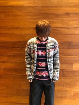 「HYSTERIC GLAMOUR（ヒステリックグラマー）のGIRLS BORDER総柄ジャカード リブ付Tシャツ（Tシャツ/カットソー）」を使った、らいさん（メンズ・168cm）の秋コーディネート