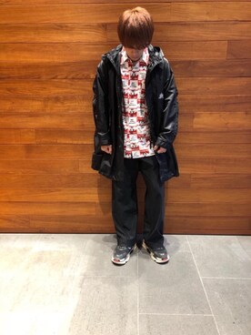 「アイテム（カバーオール、レッド系）」を使った、らいさん（メンズ・168cm）の秋コーディネート