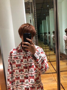 「アイテム（カバーオール、レッド系）」を使った、らいさん（メンズ・168cm）の秋コーディネート