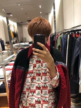 「アイテム（カバーオール、レッド系）」を使った、らいさん（メンズ・168cm）の秋コーディネート