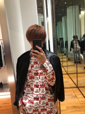 「アイテム（カバーオール、レッド系）」を使った、らいさん（メンズ・168cm）の秋コーディネート