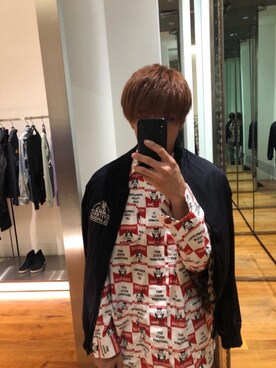 「アイテム（カバーオール、レッド系）」を使った、らいさん（メンズ・168cm）の秋コーディネート