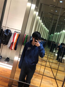 「アイテム（ポーチ、オレンジ系）」を使った、らいさん（メンズ・168cm）の冬コーディネート