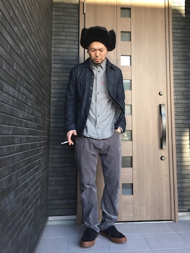 「present（プレゼント）のアイテム（ジャケット/アウター）」を使った、コチコチさん（メンズ・171cm）の冬コーディネート