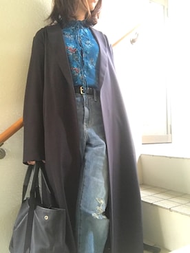 「シフォンブラウス」｜「アイテム（その他アウター）」を使った、maminaさん（レディース・150cm）の秋コーディネート