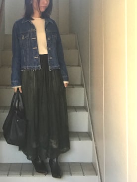 「Another Edition（アナザーエディション）のアイテム（デニムジャケット）」を使った、maminaさん（レディース・150cm）の秋コーディネート