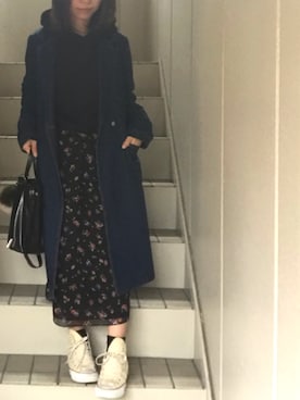 「アイラブCONVERSE」｜「アイテム（チェスターコート）」を使った、maminaさん（レディース・150cm）の冬コーディネート