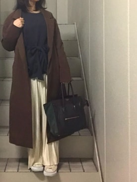 「AZUL ENCANTO（アズールエンカント）のアイテム（ジャケット/アウター）」を使った、maminaさん（レディース・150cm）の冬コーディネート