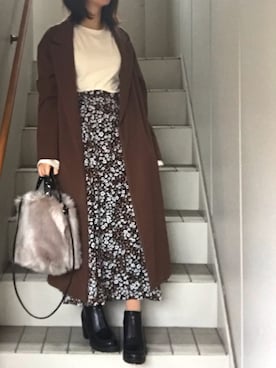 「AZUL ENCANTO（アズールエンカント）のアイテム（ジャケット/アウター）」を使った、maminaさん（レディース・150cm）の冬コーディネート