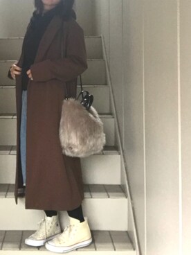 「AZUL ENCANTO（アズールエンカント）のアイテム（ジャケット/アウター）」を使った、maminaさん（レディース・150cm）の冬コーディネート