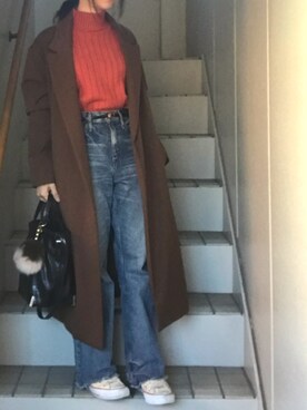 「AZUL ENCANTO（アズールエンカント）のアイテム（ジャケット/アウター）」を使った、maminaさん（レディース・150cm）の冬コーディネート