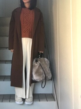 「ISOOK（アイスー）のアイテム（ニット/セーター）」を使った、maminaさん（レディース・150cm）の冬コーディネート