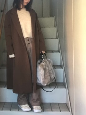 「ISOOK（アイスー）のアイテム（ニット/セーター）」を使った、maminaさん（レディース・150cm）の冬コーディネート