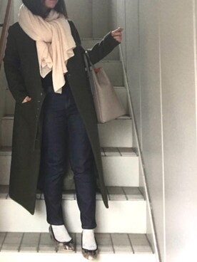 「ソックス」｜「アイテム（その他アウター）」を使った、maminaさん（レディース・150cm）の冬コーディネート