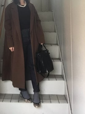 「AZUL ENCANTO（アズールエンカント）のアイテム（ジャケット/アウター）」を使った、maminaさん（レディース・150cm）の冬コーディネート