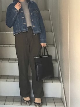 「Another Edition（アナザーエディション）のアイテム（デニムジャケット）」を使った、maminaさん（レディース・150cm）の春コーディネート