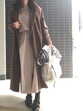 「AZUL ENCANTO（アズールエンカント）のアイテム（ジャケット/アウター）」を使った、maminaさん（レディース・150cm）の冬コーディネート