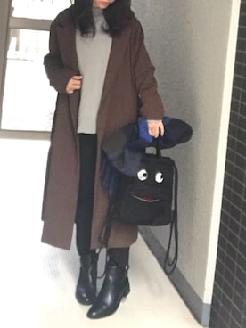 「AZUL ENCANTO（アズールエンカント）のアイテム（ジャケット/アウター）」を使った、maminaさん（レディース・150cm）の冬コーディネート