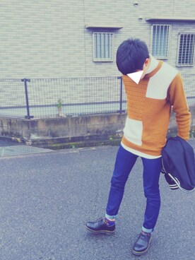 「雨」｜「アイテム（スタジャン）」を使った、Galleさん（メンズ・173cm）の冬コーディネート