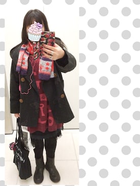 「MILKBOY」｜「アイテム（その他アウター）」を使った、奈々さん（レディース・162cm）の冬コーディネート