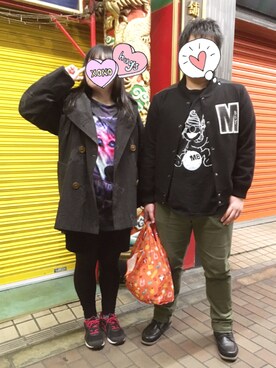 「MILKBOY」｜「アイテム（その他アウター）」を使った、奈々さん（レディース・162cm）の冬コーディネート