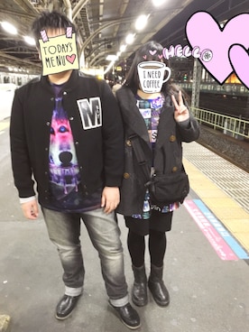 「MILKBOY」｜「アイテム（その他アウター）」を使った、奈々さん（レディース・162cm）の冬コーディネート