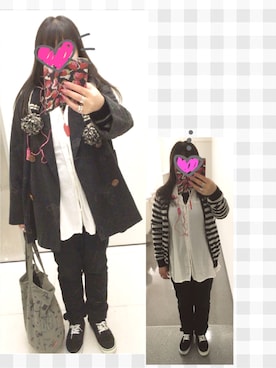 「MILKBOY」｜「アイテム（その他アウター）」を使った、奈々さん（レディース・162cm）の冬コーディネート