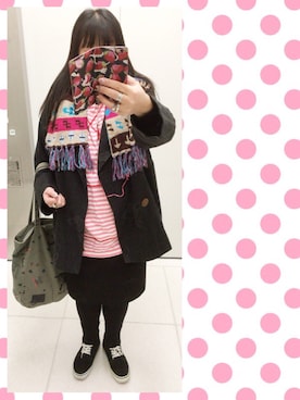 「MILKBOY」｜「アイテム（その他アウター）」を使った、奈々さん（レディース・162cm）の冬コーディネート