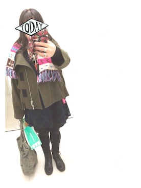 「ブラックウォッチ」｜「アイテム（ワンピース/ドレス）」を使った、奈々さん（レディース・162cm）の冬コーディネート