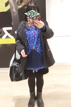 「MILKBOY」｜「アイテム（その他アウター）」を使った、奈々さん（レディース・162cm）の冬コーディネート