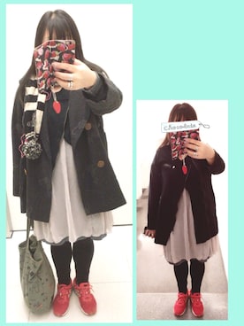 「MILKBOY」｜「アイテム（その他アウター）」を使った、奈々さん（レディース・162cm）の冬コーディネート