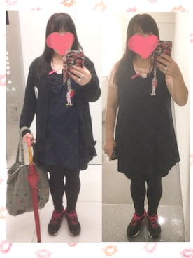 「ブラックウォッチ」｜「アイテム（ワンピース/ドレス）」を使った、奈々さん（レディース・162cm）の秋コーディネート