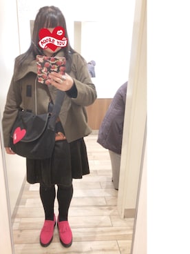 「MILKBOY」｜「アイテム（ローファー）」を使った、奈々さん（レディース・162cm）の冬コーディネート