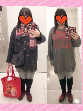 「MILKBOY」｜「アイテム（その他アウター）」を使った、奈々さん（レディース・162cm）の冬コーディネート