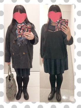 「MILKBOY」｜「アイテム（その他アウター）」を使った、奈々さん（レディース・162cm）の冬コーディネート