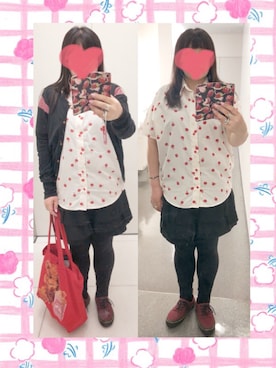 「MILKBOY（ミルクボーイ）のAPPLE シャツ（シャツ/ブラウス）」を使った、奈々さん（レディース・162cm）の春コーディネート
