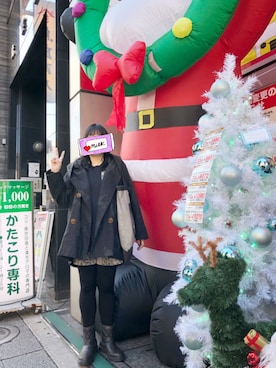 「MILKBOY」｜「アイテム（その他アウター）」を使った、奈々さん（レディース・162cm）の冬コーディネート