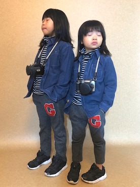「CIAOPANIC（チャオパニック）のアイテム（シューズ）」を使った、Keisukeさん（キッズ・120cm）の秋コーディネート
