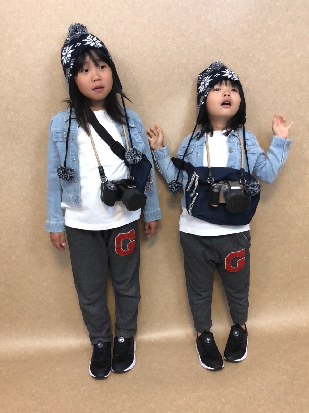 「秋コーデ、姉妹コーデ、パンツの“G”は“Gジャン”と掛けてあります、勝手にリンクリレー」｜「Right-onの【MPS】Ｇジャン（デニムジャケット、ブルー系）」を使った、Keisukeさん（キッズ・120cm）の秋コーディネートの1枚目の写真