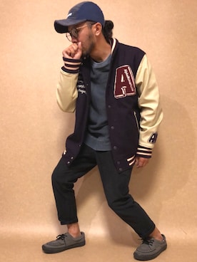 「アイテム（スタジャン）」を使った、Keisukeさん（メンズ・165cm・30代）の春コーディネート