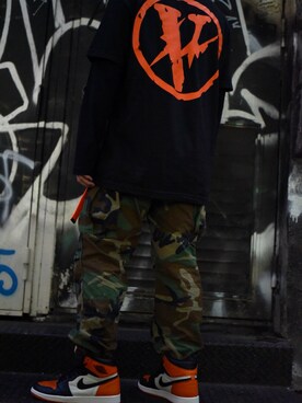「fragment design（フラグメントデザイン）のアイテム（Tシャツ/カットソー）」を使った、M/k/sukeさん（メンズ・169cm）の秋コーディネート
