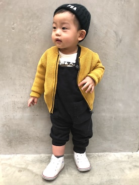 「ZARA KIDSのアイテム（ブルゾン）」を使った、tasuku★さん（キッズ・80cm）の冬コーディネート