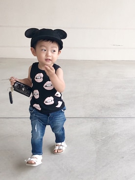 「ミッキー」｜tasuku★さん（キッズ・80cm）の夏コーディネート