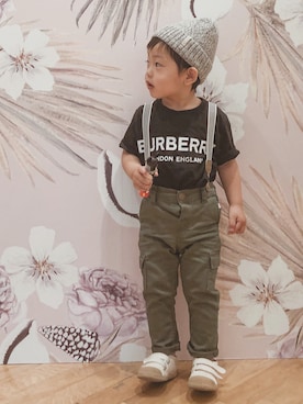 「H&M（エイチ・アンド・エム）のアイテム（カーゴパンツ）」を使った、tasuku★さん（キッズ・80cm）の春コーディネート