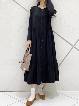 「2wayワンピース」｜「アイテム（バレエシューズ）」を使った、AI.Uさん（レディース・168cm）の冬コーディネート