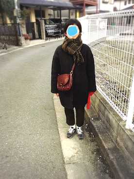 「ウールパンツ」｜「アイテム（ノーカラージャケット）」を使った、まろさん（レディース・156cm）の冬コーディネート