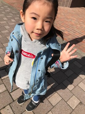 「X-girl（エックスガール）のアイテム（パーカー、グレー系）」を使った、Risaco②さん（レディース・169cm）の秋コーディネート