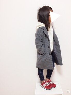 「abcd（ナシ）のアイテム（ジャケット/アウター）」を使った、mikiさん（キッズ・100cm）の冬コーディネート