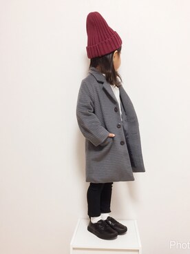 「abcd（ナシ）のアイテム（ジャケット/アウター）」を使った、mikiさん（キッズ・100cm）の冬コーディネート